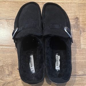 Buckley Shearling Birkenstocks in Black Suede